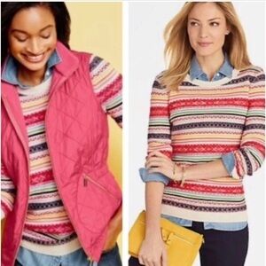 Talbots Fair Isle Striped Breton Wool Knit Sweater Size M